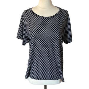 Michael Kors Plus Size 3X Signature MK Print Top Black White Short Sleeve